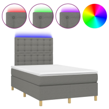 vidaXL sötétszürke szövet rugós és LED-es ágy matraccal 120x190 cm ágy és ágykellék