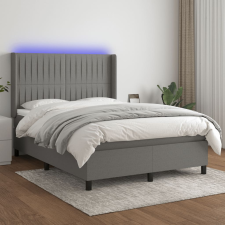 vidaXL sötétszürke szövet rugós és LED-es ágy matraccal 140x190 cm ágy és ágykellék