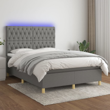 vidaXL Sötétszürke szövet rugós és LED-es ágy matraccal 140x190 cm ágy és ágykellék