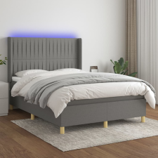 vidaXL sötétszürke szövet rugós és LED-es ágy matraccal 140x190 cm ágy és ágykellék