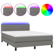 vidaXL sötétszürke szövet rugós és LED-es ágy matraccal 140x190 cm (3133230) ágy és ágykellék
