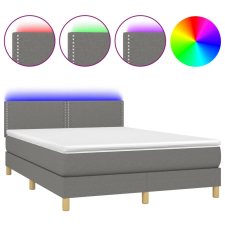 vidaXL sötétszürke szövet rugós és LED-es ágy matraccal 140x190 cm (3133630) ágy és ágykellék