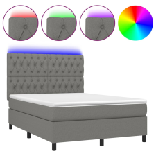 vidaXL sötétszürke szövet rugós és LED-es ágy matraccal 140x190 cm (3135110) ágy és ágykellék