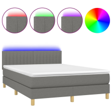 vidaXL sötétszürke szövet rugós és LED-es ágy matraccal 140x200 cm (3133878) ágy és ágykellék