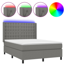 vidaXL sötétszürke szövet rugós és LED-es ágy matraccal 140x200 cm (3138638) ágy és ágykellék