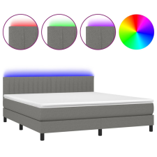 vidaXL sötétszürke szövet rugós és LED-es ágy matraccal 160x200 cm (3133326) ágy és ágykellék
