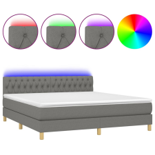 vidaXL sötétszürke szövet rugós és LED-es ágy matraccal 160x200 cm (3133966) ágy és ágykellék