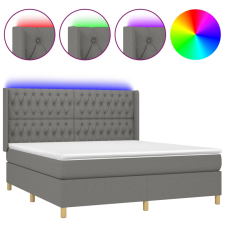 vidaXL sötétszürke szövet rugós és LED-es ágy matraccal 160x200 cm (3139126) ágy és ágykellék