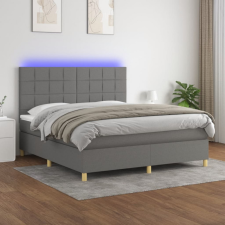 vidaXL sötétszürke szövet rugós és LED-es ágy matraccal 180 x 200 cm ágy és ágykellék
