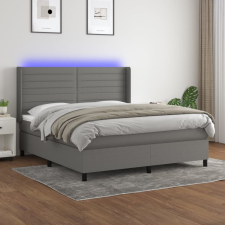 vidaXL sötétszürke szövet rugós és LED-es ágy matraccal 180 x 200 cm ágy és ágykellék