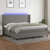 vidaXL sötétszürke szövet rugós és LED-es ágy matraccal 200x200 cm