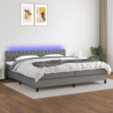 vidaXL sötétszürke szövet rugós és LED-es ágy matraccal 200x200 cm ágy és ágykellék