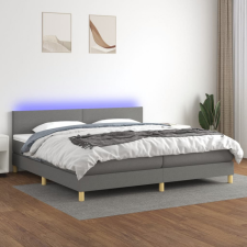 vidaXL sötétszürke szövet rugós és LED-es ágy matraccal 200x200 cm ágy és ágykellék
