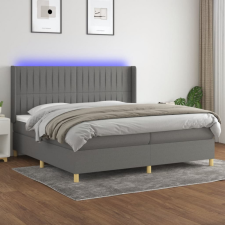 vidaXL sötétszürke szövet rugós és LED-es ágy matraccal 200x200 cm ágy és ágykellék