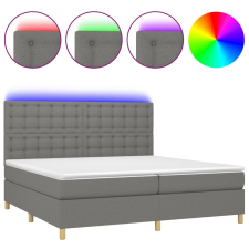 vidaXL sötétszürke szövet rugós és LED-es ágy matraccal 200x200 cm (3135782) ágy és ágykellék