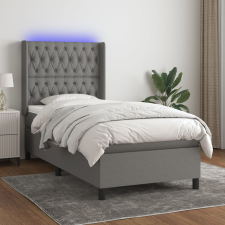 vidaXL sötétszürke szövet rugós és LED-es ágy matraccal 90x190 cm ágy és ágykellék