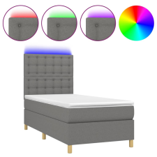 vidaXL sötétszürke szövet rugós és LED-es ágy matraccal 90x190 cm (3135718) ágy és ágykellék