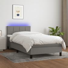 vidaXL sötétszürke szövet rugós és LED-es ágy matraccal 90x200 cm ágy és ágykellék