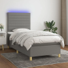 vidaXL sötétszürke szövet rugós és LED-es ágy matraccal 90x200 cm