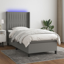 vidaXL sötétszürke szövet rugós és LED-es ágy matraccal 90x200 cm ágy és ágykellék