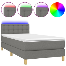 vidaXL sötétszürke szövet rugós és LED-es ágy matraccal 90x200 cm (3134006) ágy és ágykellék