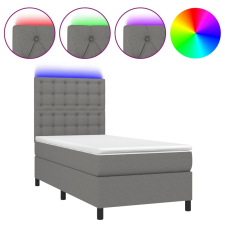 vidaXL sötétszürke szövet rugós és LED-es ágy matraccal 90x200 cm (3135166) ágy és ágykellék