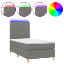 vidaXL sötétszürke szövet rugós és LED-es ágy matraccal 90x200 cm (3135566) ágy és ágykellék