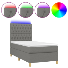 vidaXL sötétszürke szövet rugós és LED-es ágy matraccal 90x200 cm (3135646) ágy és ágykellék