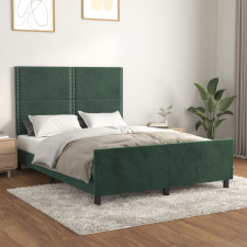 vidaXL sötétzöld bársony ágykeret fejtámlával 140 x 200 cm ágy és ágykellék