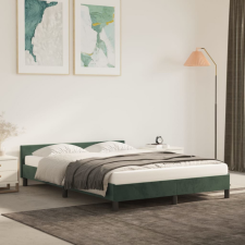 vidaXL sötétzöld bársony ágykeret fejtámlával 140 x 200 cm ágy és ágykellék