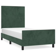vidaXL sötétzöld bársony ágykeret fejtámlával 90x190 cm (3125608) ágy és ágykellék