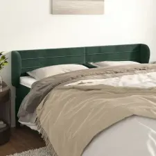 vidaXL sötétzöld bársony fejtámla szárnyakkal 163x23x78/88 cm ágy és ágykellék