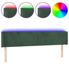 vidaXL sötétzöld bársony LED-es fejtámla 183 x 16 x 78/88 cm ágy és ágykellék