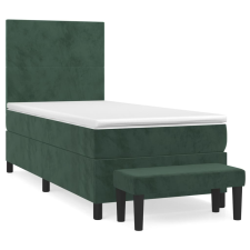 vidaXL sötétzöld bársony rugós ágy matraccal 100 x 200 cm ágy és ágykellék