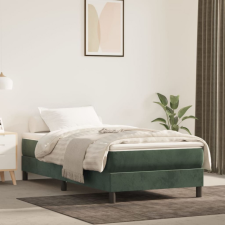vidaXL Sötétzöld bársony rugós ágy matraccal 100 x 200 cm (3144318) bútor