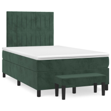 vidaXL sötétzöld bársony rugós ágy matraccal 120 x 200 cm (3137956) ágy és ágykellék