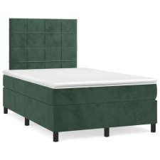 vidaXL sötétzöld bársony rugós ágy matraccal 120 x 200 cm (3143016) ágy és ágykellék