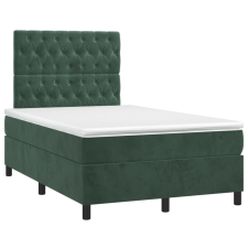 vidaXL sötétzöld bársony rugós ágy matraccal 120x190 cm ágy és ágykellék