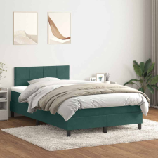 vidaXL sötétzöld bársony rugós ágy matraccal 120x210 cm ágy és ágykellék