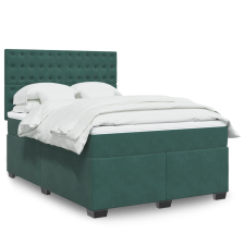 vidaXL sötétzöld bársony rugós ágy matraccal 140x190 cm ágy és ágykellék