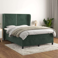 vidaXL sötétzöld bársony rugós ágy matraccal 140x190 cm ágy és ágykellék