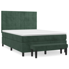 vidaXL sötétzöld bársony rugós ágy matraccal 140x190 cm (3137842) ágy és ágykellék