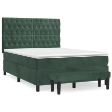 vidaXL sötétzöld bársony rugós ágy matraccal 140x190 cm (3138022) ágy és ágykellék