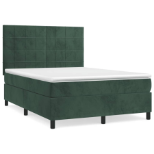 vidaXL sötétzöld bársony rugós ágy matraccal 140x190 cm (3143022) ágy és ágykellék