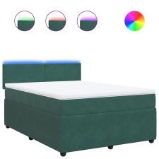 vidaXL sötétzöld bársony rugós ágy matraccal 140x190 cm (3290031) ágy és ágykellék