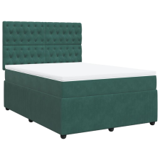 vidaXL sötétzöld bársony rugós ágy matraccal 140x190 cm (3292343) ágy és ágykellék