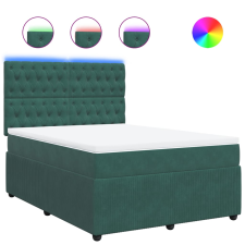 vidaXL sötétzöld bársony rugós ágy matraccal 140x190 cm (3294643) ágy és ágykellék