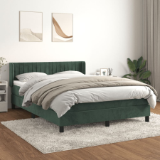 vidaXL sötétzöld bársony rugós ágy matraccal 140x200 cm ágy és ágykellék
