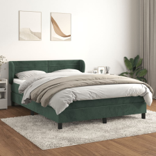 vidaXL sötétzöld bársony rugós ágy matraccal 140x200 cm ágy és ágykellék