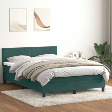 vidaXL Sötétzöld bársony rugós ágy matraccal 140x210 cm ágy és ágykellék
